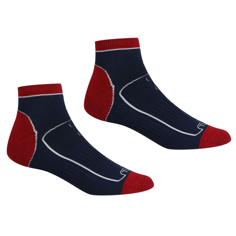 Regatta Men's Dark/Red Samaris Trail Ankle Socks (Pack Of 2) - Navy/ - Navy/ - 9 Uk-12 Uk - 68% Coolmax/19% Cotton/11% Polyamide/2% Elastane - Image 3