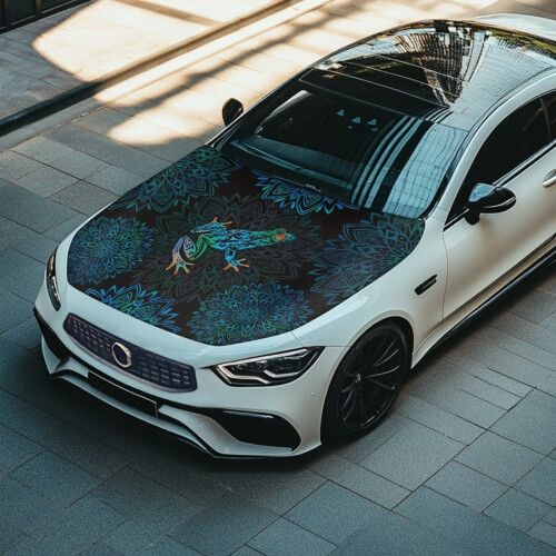 Car Hood Cover Polyester Elastic Mandala Frog Waterproof 2