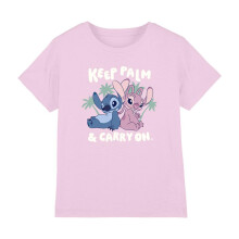 (7-8 Years, Light Pink) Lilo & Stitch Childrens/Kids Keep Palm Stitch & Angel T-Shirt