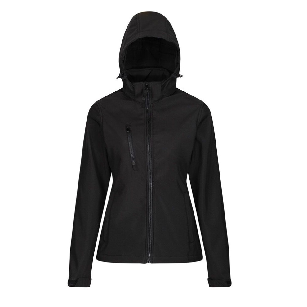 Regatta (20 Uk, Black) Womens/Ladies Venturer Hooded Soft Shell Jacket