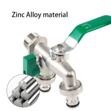 Alloy Garden Faucet Dual Control Water Discharge Replacement Adapter Double Nipple Faucet with Handle Easy Turn /Off B