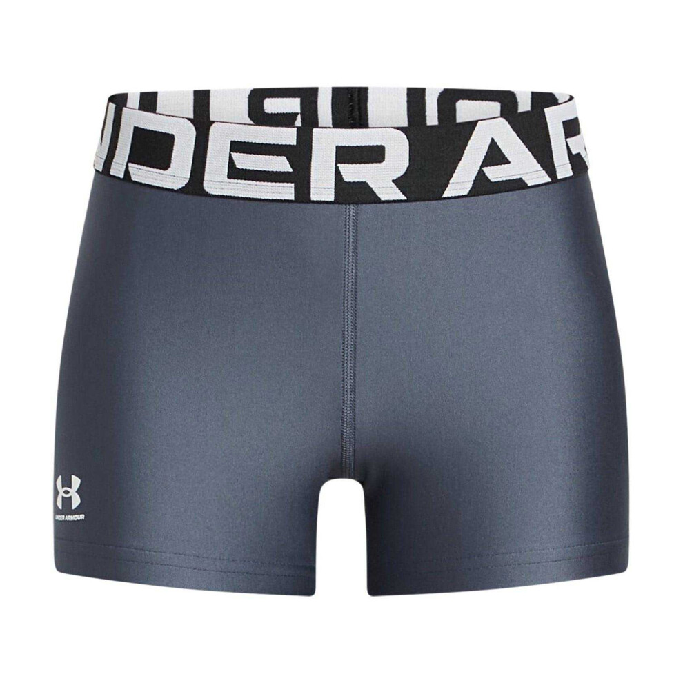 Under Armour (9-10 Years, Grey/White) Girls Running Compression Shorts