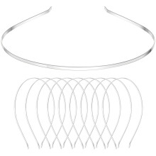 Metal Headband for Women Silver Curved Ends 10 Pcs