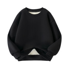 Kids Cotton Crewneck Sweatshirt Black Elbow Patches 3-4