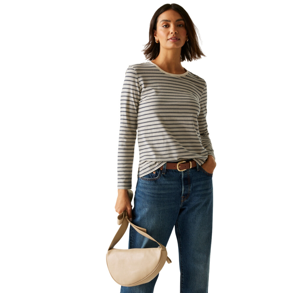 Regatta (24 Uk, Navy/Light Vanilla) Womens/Ladies Federica Stripe Long-Sleeved T-Shirt