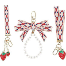 Lily Sakura Flower Keychain Set Pearl Wristlet 2 pcs