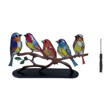 Stained Glass Bird Metal Figurine Desktop Decor