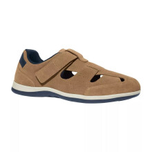 (7.5 UK, Beige) Atlas For Men Mens Split Leather Hook and Loop Sandals