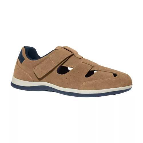 (7.5 UK, Beige) Atlas For Men Mens Split Leather Hook and Loop Sandals