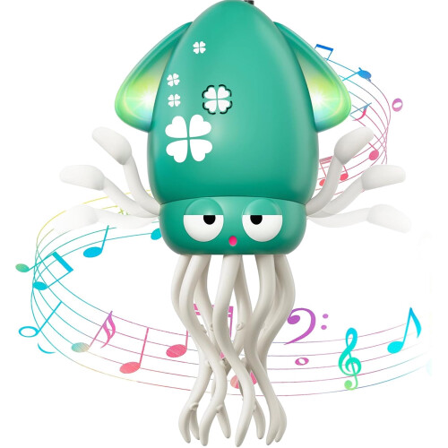Dancing Octopus Toy Green Electric Rechargeable with Lights