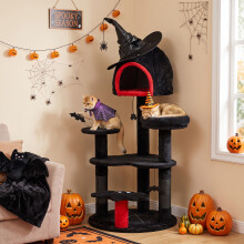PawHut Gothic Cat Tree, 155cm Cat Tower with Sisal Scratching Posts, Black