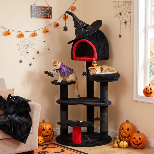 PawHut PawHut Gothic Cat Tree, 155cm Cat Tower with Sisal Scratching Posts, Black
