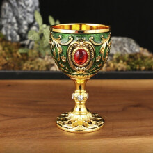 (Gold Green)Piccola tazza liquore in metallo con stile retrò creativo per regalo o home entertainment