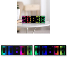 (Black) Digital Contemporary Led Clock With Rgb Color Mode And Easy Workspace Setup For