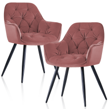 Set of 2 Velvet Dining Chairs home Kitchen Rose