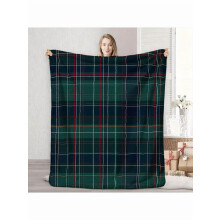 Plaid Tartan Fleece Blanket Green Navy Red 50x60 in