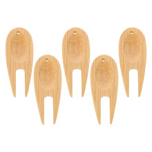 Golf Divot Repair Tool Beige Bamboo 5pcs