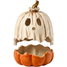 Halloween Pumpkin Candy Container Resin Glow Face Decor with Lid
