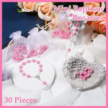 30 Piezas Rosario de Bautismo Rosario Favores de Bautismo Rosarios de Bautismo de Dedo Cuentas en Forma con 30 Bolsas de Organza