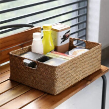 Woven Seagrass Basket - Natural Straw Wicker Storage for Fruit, Bread, Towels Ideal for Home & Kitchen, C