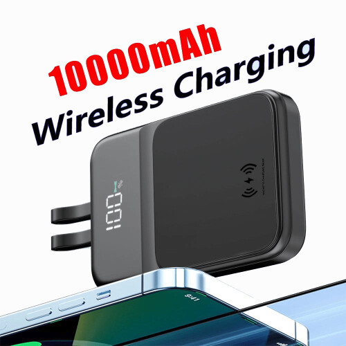 Magnetic Power Bank 10000mAh with 2 Cables LED Display