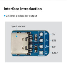 16-Pins Type-C Naar 2,54 mm Pinmodule Usb 5V-Voeding Uitgerust met een 16-Pins Type Aansluiting