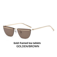 (All Tea)Elegante quadratische Metallbrille mit UV400 und PC-Gläsern für Party Bühnenauftritte