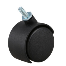 20pcs 6mm Threaded Stem 40mm Dual Wheel Rotatable Caster Black