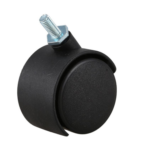 20pcs 6mm Threaded Stem 40mm Dual Wheel Rotatable Caster Black