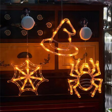 Halloween Decorative Window Lamp, Spider Web LED Sucker Lamp Suitable for Decoration in Various Places