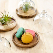 Multifunctional Dessert Serving Stand Acacia Cake Dish with Dome Lid Platter Cake Plate for Home Hotels(8Pcs)