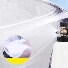 High Pressure Car Washer Pot 1L Capacity 1/4 Quick Connect Adjustable Nozzle for Car Boat Black Red