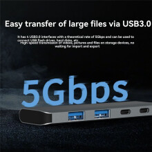 USB 3.0-Hubb med Dubbla Portar, Expansionsdocka Av Typ C Till Hubb med 4 Portar för Expansion Av Bärbar Dator