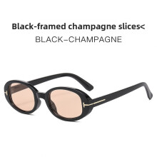 (Black Champagne)Gafas de sol clásicas ovaladas con marco y lente para uso informal fiesta eventos
