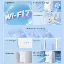 Comfast WIFI 7 BE600 Extensor de Alcance WiFi7 2.4G/5G Repetidor Amplificador de Señal WIFI con Antena Router WPS/Reset 3570Mbps
