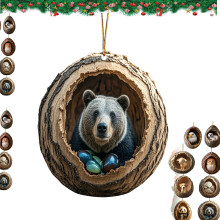 Woodland Animal Christmas Ornaments Flat 2D Pendants Set of