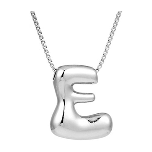 Bubble Letter Necklace Silver Gold Initial Pendant