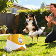 PawHut Automatic Dog Ball Launcher with 5 ETPU Balls, Orange