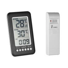 Digital Thermometer Meter with Clock Function Outdoor Indoor LCD Wireless Temperature Thermometers Weather Station