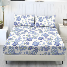 Blue Floral Cooling Full Bed Sheet Set 3-Pc
