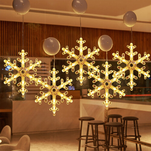 White Christmas Window Decor LED Snowman Snowflake Tree 2