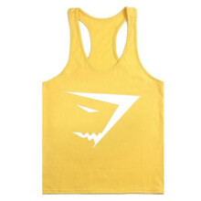 (YellowWhite,XL)Usa Bodybuilding Tank Top Gym Stringer Workout Yback Vest Singlet Shirt Fitness