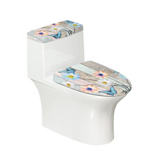 Butterfly Daisy Wood Toilet Lid Cover Set 2-Piece