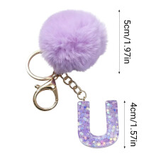 Initial Letter Key Rings Purple Furry 3 Pcs