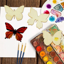 80 StüCk HöLzerne Schmetterlinge, Leere Holzscheiben, für Kinder, Malerei, Basteln, Hochzeit, Ostern, Heimdekoration, Schmetterlingsparty,