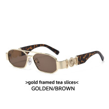 (Gold Tea)Modernas gafas de sol cuadradas con marco ligero para viajes y actuaciones escenario