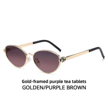 (Gray Pink)Lunettes de soleil élégantes monture dorée avec plusieurs options de verres pour sorties fêtes d'été