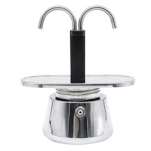Moka Pot Double TêTe en Acier Inoxydable Moka CafetièRe Italienne DIY Conduit CafetièRe Moka CafetièRe Outil de Cuisine