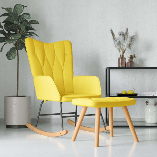 VidaXL vidaXL Schaukelsessel mit Hocker Senfgelb Stoff
