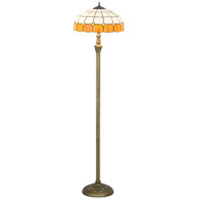 Tiffany-Style Floor Lamp with Handcrafted Stained Glass Shade, 152cm Tall Vintage Standing Lamp with Foot Switch , Bronze Tone and Orange